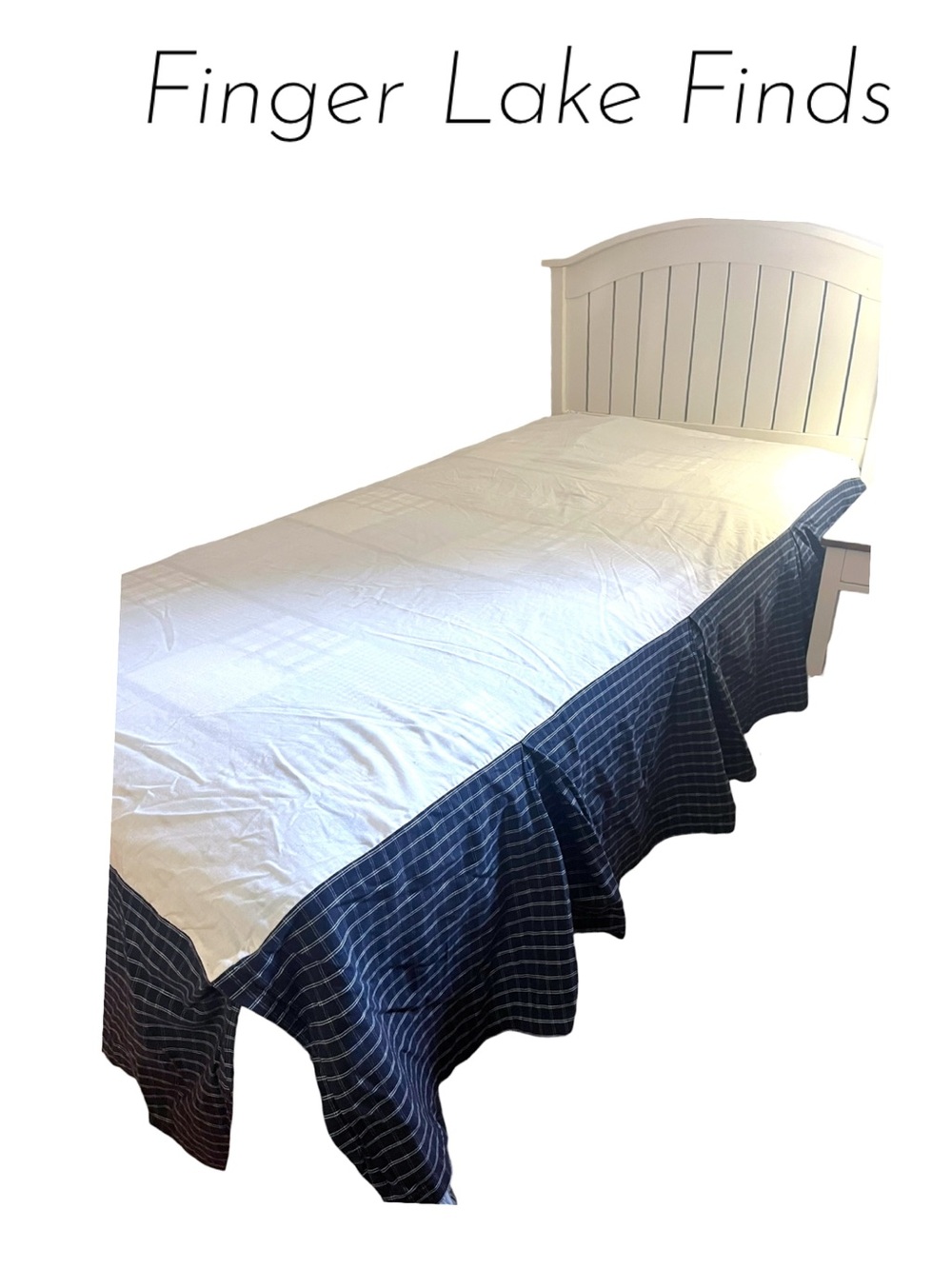 Nautica Navy Windowpane Check Bed Skirt, Twin